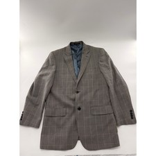 Pendleton Houndstooth Grey Men  s Blazer 42R 100 Wool Shoulder Pads Formal