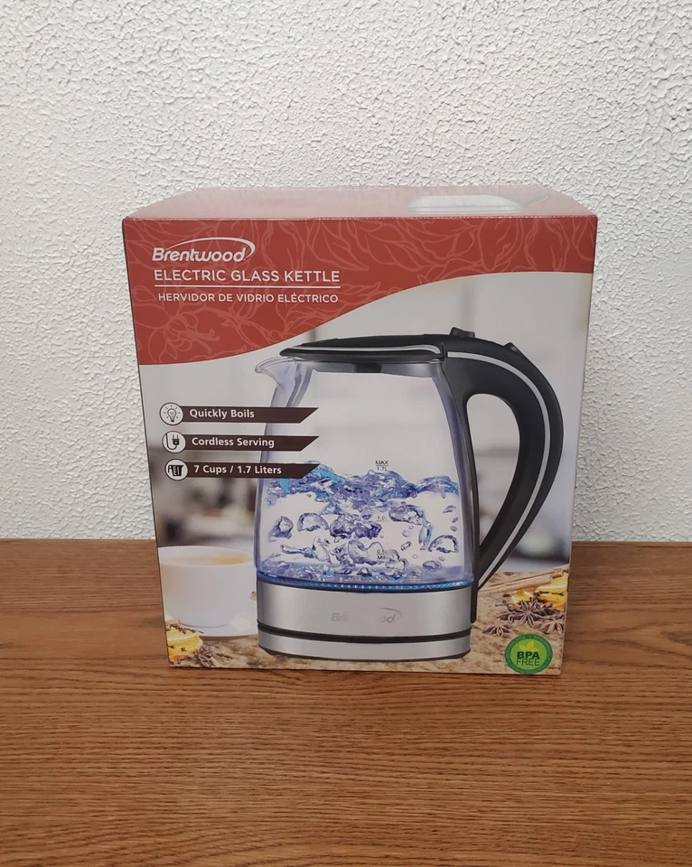 Accesorios de cocina - Hervidor eléctrico de vidrio Brentwood 1,7 L (7 tazas) - Nuevo Foto 3 de 4