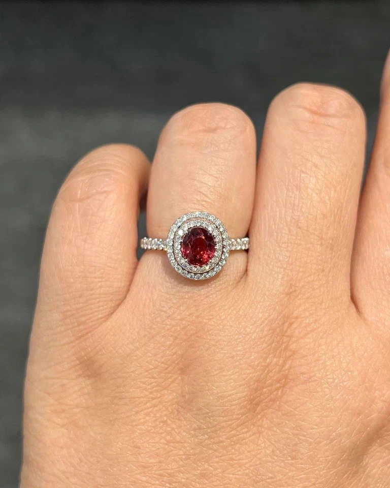 3.50 Ct Oval Cut Natural Red spinel Diamond Engagement Ring Solid 18K White Gold - Image 4 of 4