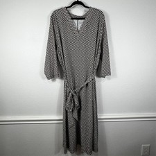 Croft and Barrow Midi Dress Women's 2X Geometric 3/4 Sleeve Belt Stretch