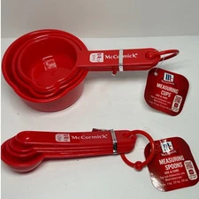 McCormick Red Measuring Cups and Spoons Set Kitchen Baking Cooking Tools New