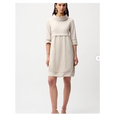 Joseph Ribkoff Moonstone Cacoon Mixed Media Cowl Neck Dress Beige 8 NWT