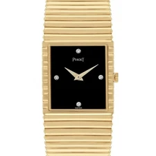 Piaget Emperador Yellow Gold Diamond Black Dial Ladies Watch 91490C510