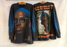 Dennis Rodman Just For Rodman VTG Blue Hair Long Sleeve Sz.L T-Shirt REPRINT