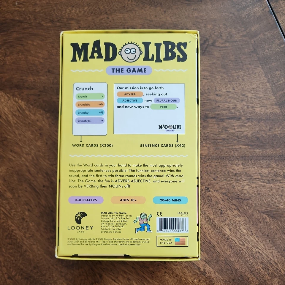 Mad Libs The Game Family Card Game (Looney Labs, 2016)  - Image 2 of 2