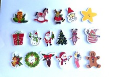 Christmas Buttons 2 Hole Flat Scrap Book Crafts Sewing Packs of 10