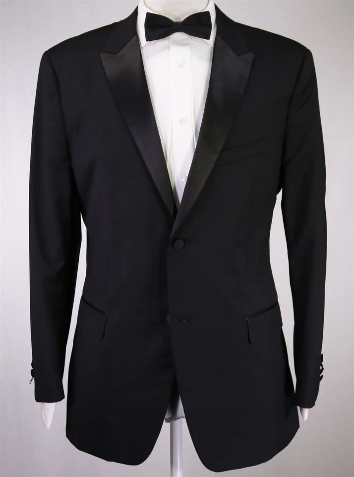 Theory Mens Black 1-Btn Tuxedo Formal Blazer Jacket Wool 40R - Image 2 of 4