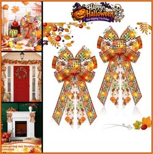 Fall Bows for Wreaths 2 Pack Lighted 18x10 Inch Pumpkin Design Decor
