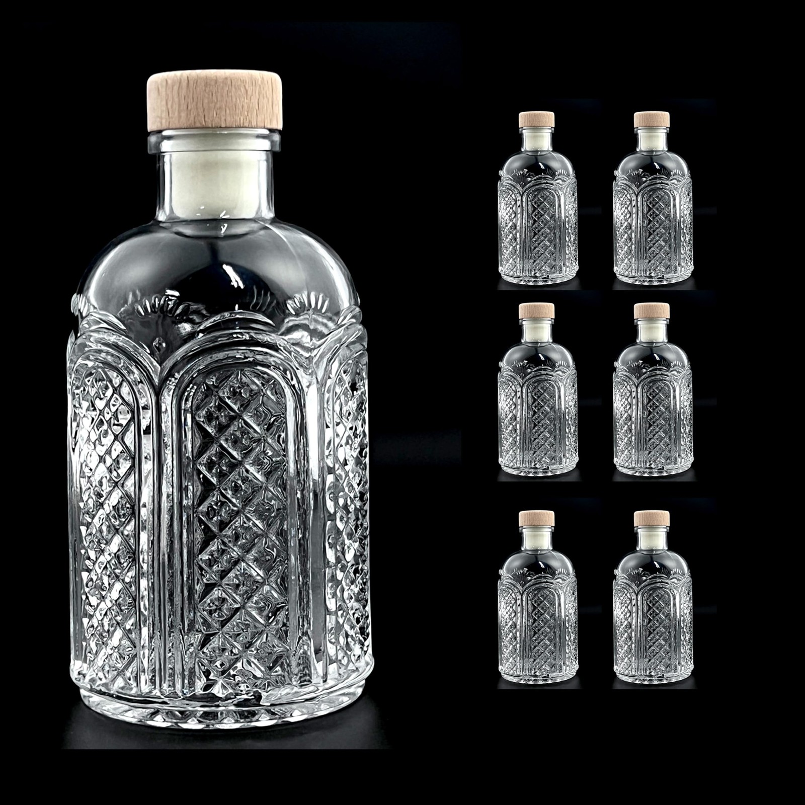 6 Oz - 200ml [pack Of 6] Heavy Base Glass Bottles With T-...