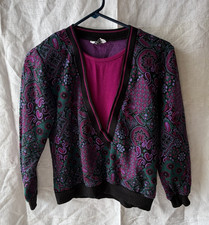 Vintage 80s Cricket Lane Paisley Geometric Sweater Blouse USA Made Top
