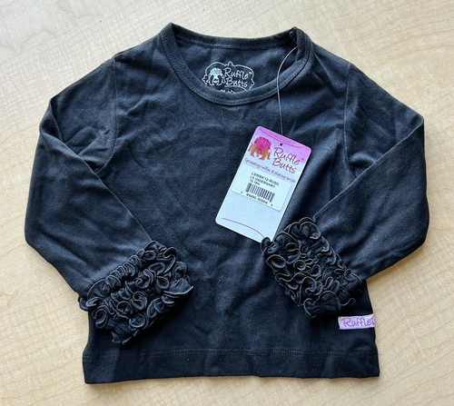 NWT Ruffle Butts 12-18M Black Long Sleeve Layering Shirt