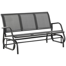 Outsunny 3-Seat Glider Rocking Chair for 3 People Garden Bench Grey