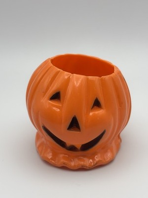 Rosbro Vintage Plastic Halloween Pumpkin Jack O Lantern Candy Container