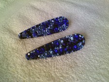 Glitter Blue Resin Hair Clips