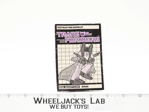 Dirge Action Figure Instruction Manual Booklet 1985 Hasbro G1 Transformers