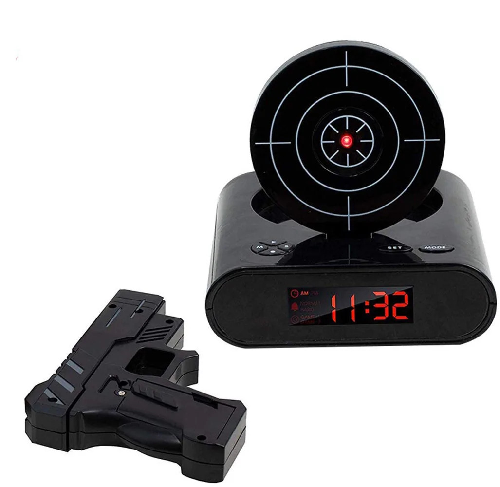 Creative Alarm Clock Shoot at the Target Novel Shooting Toy Bedroom Lazy Person