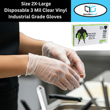 1000 Pcs Latex and Powder Free Vinyl Gloves 3 Mil 2XL Clear Disposable