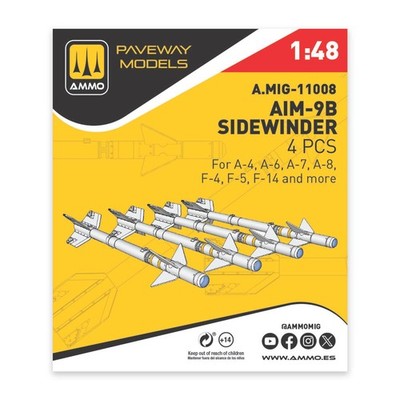 Ammo MIG A.MIG-11008 - 1/48 AIM-9B Sidewinder (4 pcs) - Neu