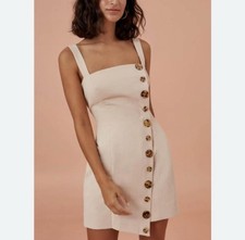 FINDERS KEEPERS Small / 4 Khaki Tia Mini Dress  Asymmetrical Buttons Retro Y2K