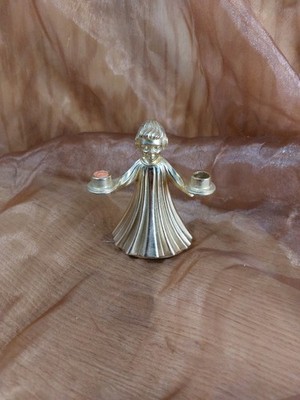 Engel Kerzenhalter Messing vergoldet gold für 2 Kerzen Weihnachten Deko 