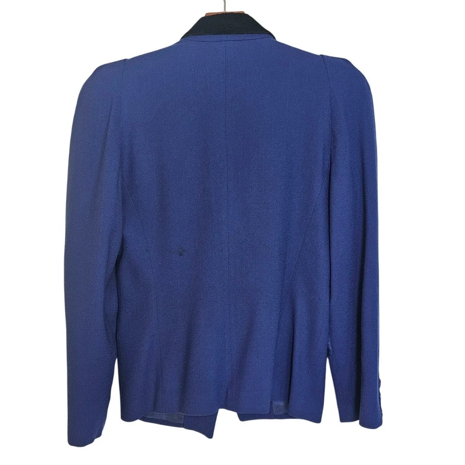 Chaqueta Blazer Vintage Christian Dior Separates Azul con Cuello Terciopelo Negro Foto 2 de 4