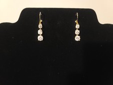 Earrings Drop Hook Round Crystal 1.5 Inch