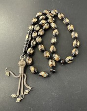 Vintage Yusr Tesbih With Amber,mother Of Pearl,silver Tassel.
