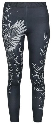 Black Premium by EMP Damen schwarze Leggings mit Vogel-Alloverprint