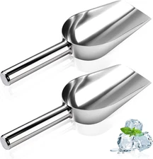 2 Pcs Ice Scoop for Freezer, 6 Oz Metal Ice Scooper, Stainless Steel Small Scoop