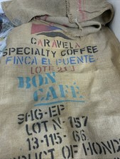 2 bolsas de café de yute vintage de grado alimenticio Caravela Brasil Do Café 26x36 usadas