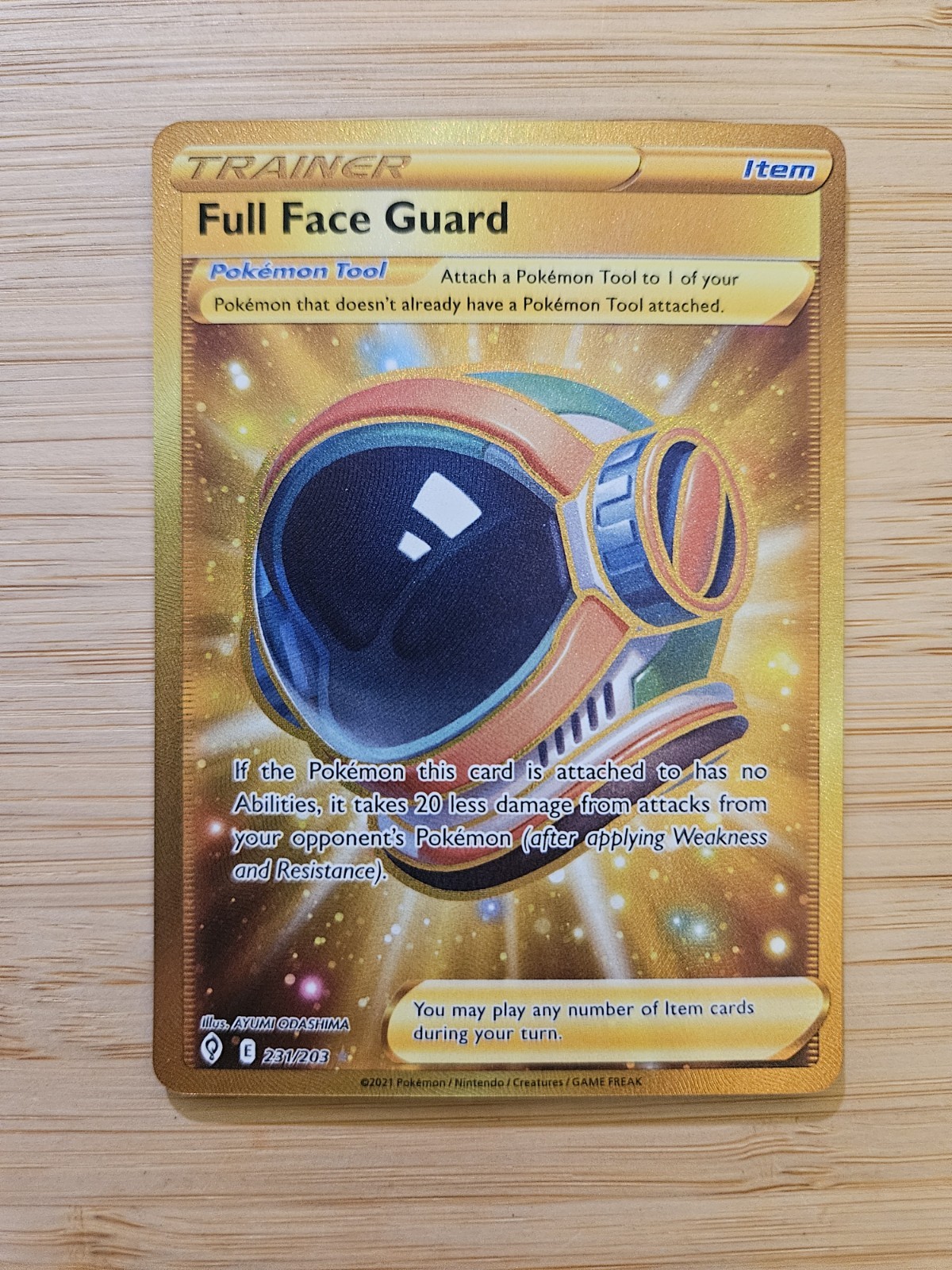Full Face Guard 231/203 Evolving Skies NM Gold Secret Rare Pokemon Card