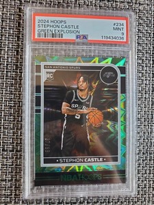2024-25 NBA Hoops Stephon Castle #234 Green Explosion Rookie RC Spurs /99 PSA 9