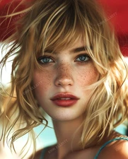 Art Print Photo 8x10 - Pretty Girl Blonde Model Picture Signed Artwork Red Lips