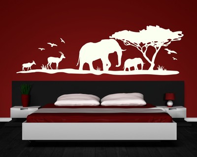 Samunshi Wandtattoo Afrika 100cm Wandaufkleber Elefant Gazelle