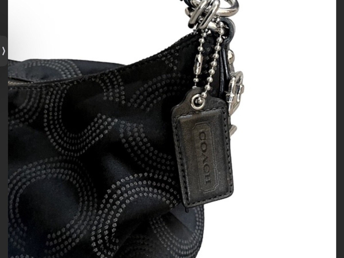 Coach Parker Signature Optic canvas Link Chain Black/Gray Handbag