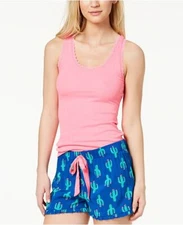 Jenni By Jennifer Moore Solid Ribbed Pajama Tank Top Hot Blossom Pink XXL