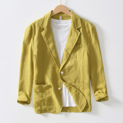 Mens Long Sleeve Cotton Linen Lapel Blazer Jacket Button Cardigan Shirts Coats