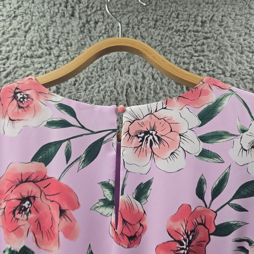 Tokito Womens A-line Dress Size 10 Purple Pink Floral Sleeveless Elastic Waist - Picture 10 of 13