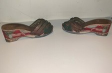 Philippines Asia Pacific Island HAND CARVED PAINTED WOOD 1940s WW2 PAIR SHOES
