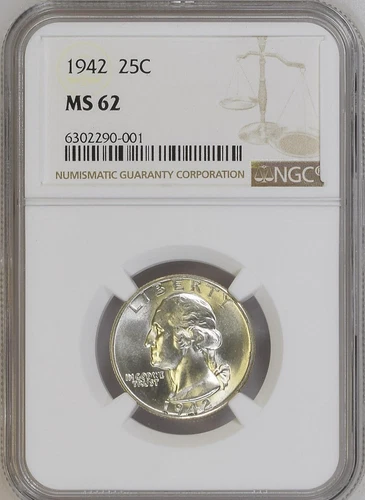 1942 25C Washington Quarter Dollar NGC MS62  6302290-001
