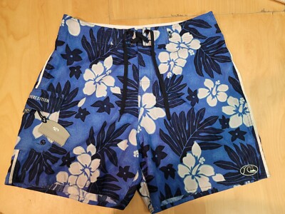 Quicksilver Silver Edition Blue Board Shorts Mens 34, Wax Comb, Surf Swim  Trunks