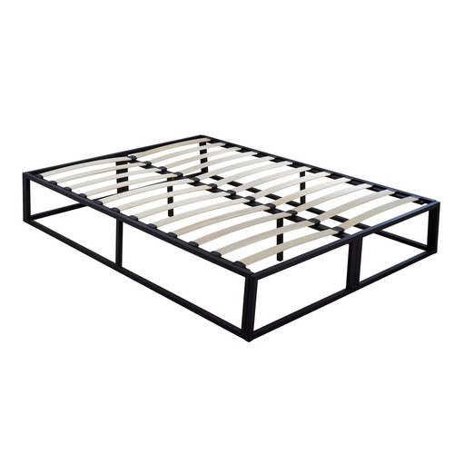 4ft Small Double Platform Bed Slatted Support Contemporary Black Metal Frame - Picture 5 of 5
