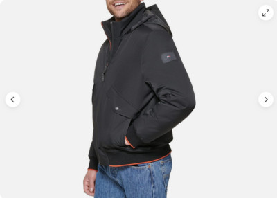 Tommy Hilfiger Men s Performance Bomber HOODED Jacket( Black LARGE)NWT