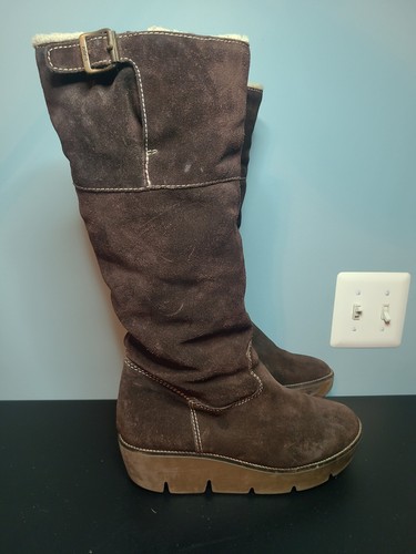 KORS Michael Kors Made in Italy Brown Suede Winter Fur Wedge Boots US 10/ EU 40 - Picture 7 of 14