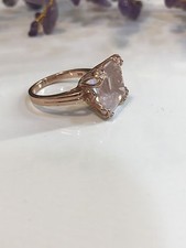 Rose Quartz 7.62cts Rose Gold Flash Sterling Silver Size 7