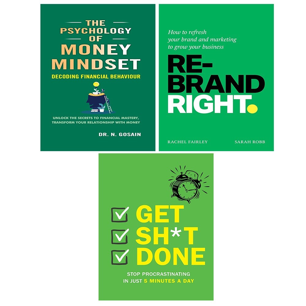 Rebrand Right, Get Sh*t Done Chartwell, Psychology of Money Mindset 3 Books Set