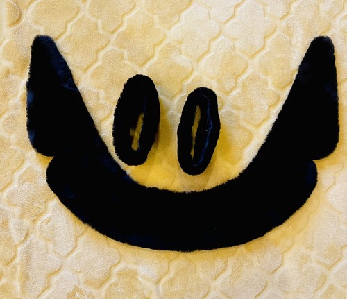 vintage Rabbit Black fur collar and cuffs