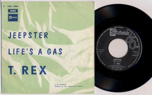 T. REX / MARC BOLAN 'Jeepster' 1971 Belgian 7" vinyl single, VERSION 2