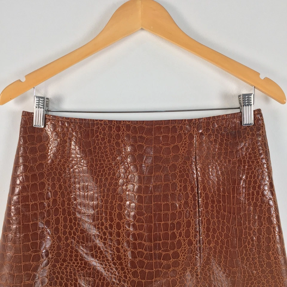 Motel женщин юбка размер L aus 12 мини коричневый искусственной кожи аллигатора молнии 032484 - Изображение 3 из 4