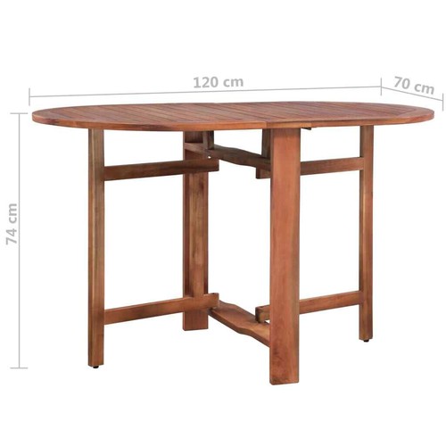 vidaXL Garden Table 120x70x74 cm Solid Acacia Wood - Picture 8 of 8